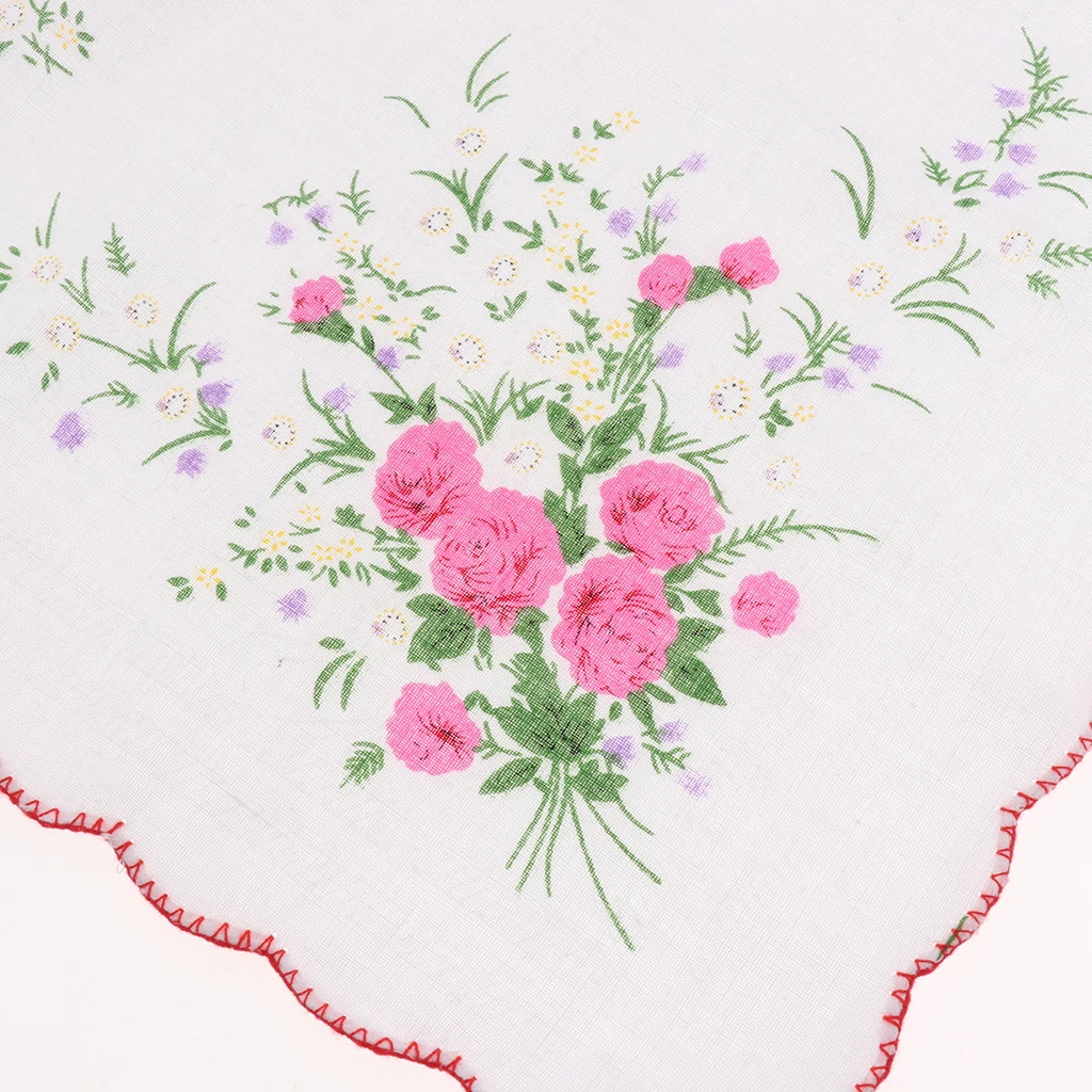 10pcs Womens Vintage Floral Cotton Handkerchiefs Wedding Party Bulk Pack