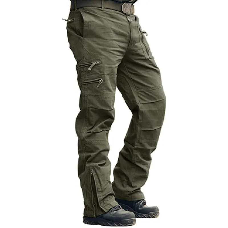 Men's Cargo Pants Outdoors Style Tactical Pants Male Camo Jogger Plus Size Cotton Many Pocket Men Camouflage Black Trousers 3