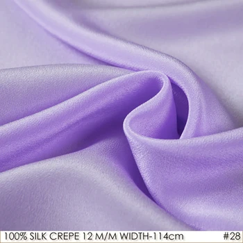 

12momme Pure SILK CREPE DE CHINE 114cm width to sew t shirt Women Party Decoration No.28 Violet