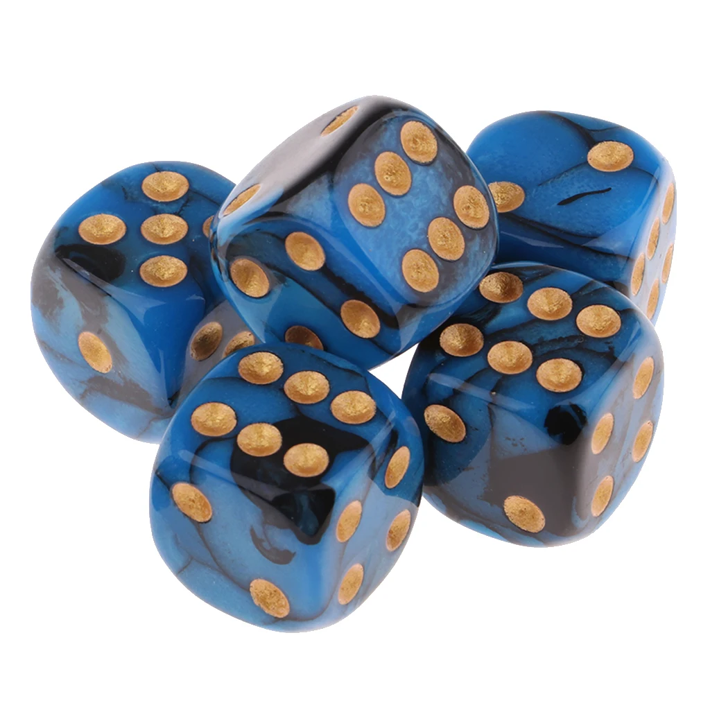 5pcs 6 Sided Game Dice Set D6 Dices Square Corne for Family Travel Play Set Toys