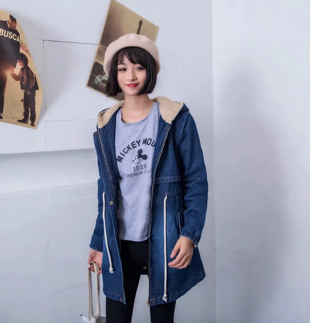 

Japanese-style Mori Girl Line Versatile Literature And Art Retro Faded Waist Hugging Drawstring Berber Fleece Soft Girl Cowboy C
