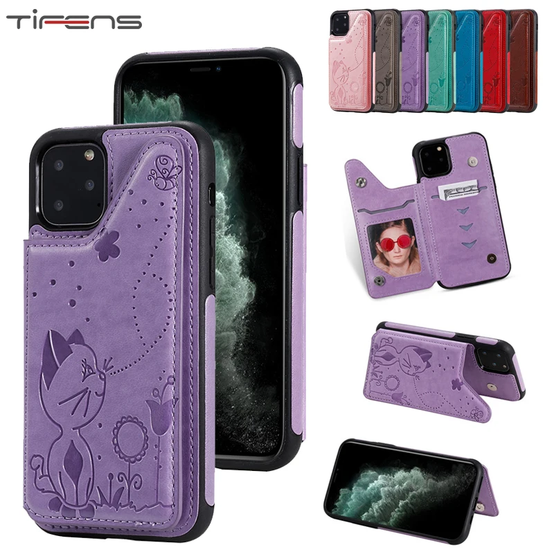 Роскошный 3D кожаный чехол Etui для iPhone 12 Mini 11 Pro XS MAX X XR 8 7 6s 6 Plus кошелек держатель