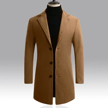 Men Jackets Elegant Formal Casual Suits Solid Color Long Coat Lapel Single-breasted Long Sleeve Gentlemen Coat Work