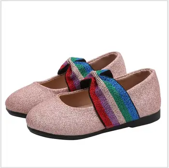 

Girls Princess Single Leather Shoes Casual Bowknot Crystal Bling Sequins Girls Baby Girls Princess Shoes Dance Shoes