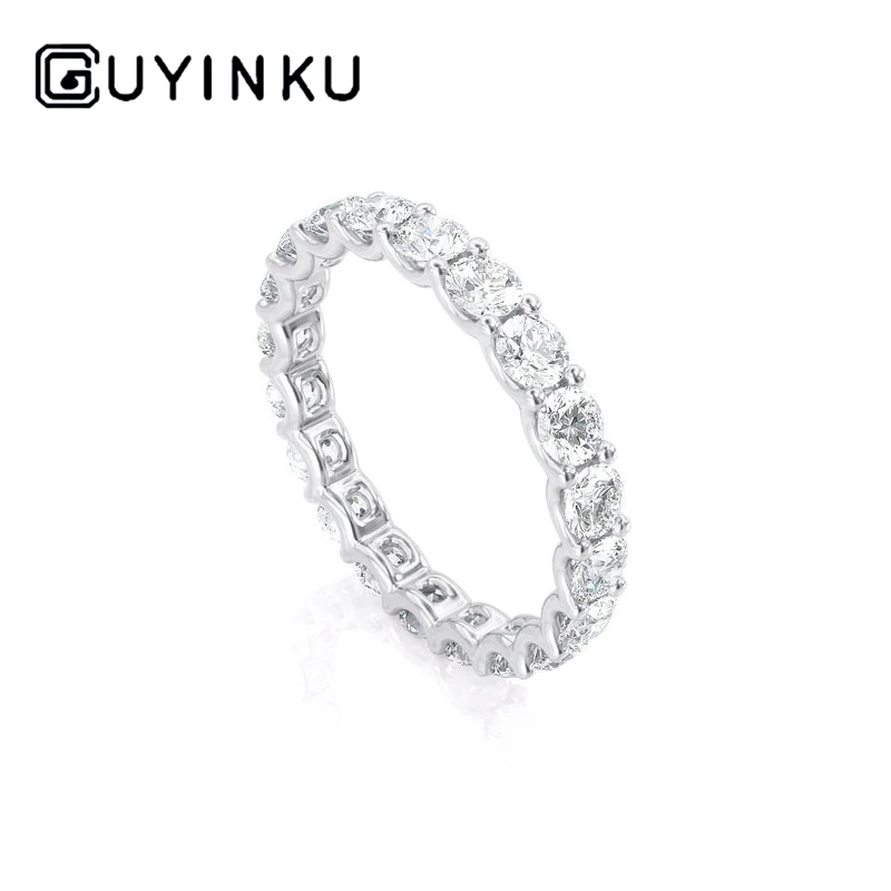 

GUYINKU Solid 14K 585 White Gold Moissanite Eternity Wedding Band for Women with 3mm EF Color Moissanite
