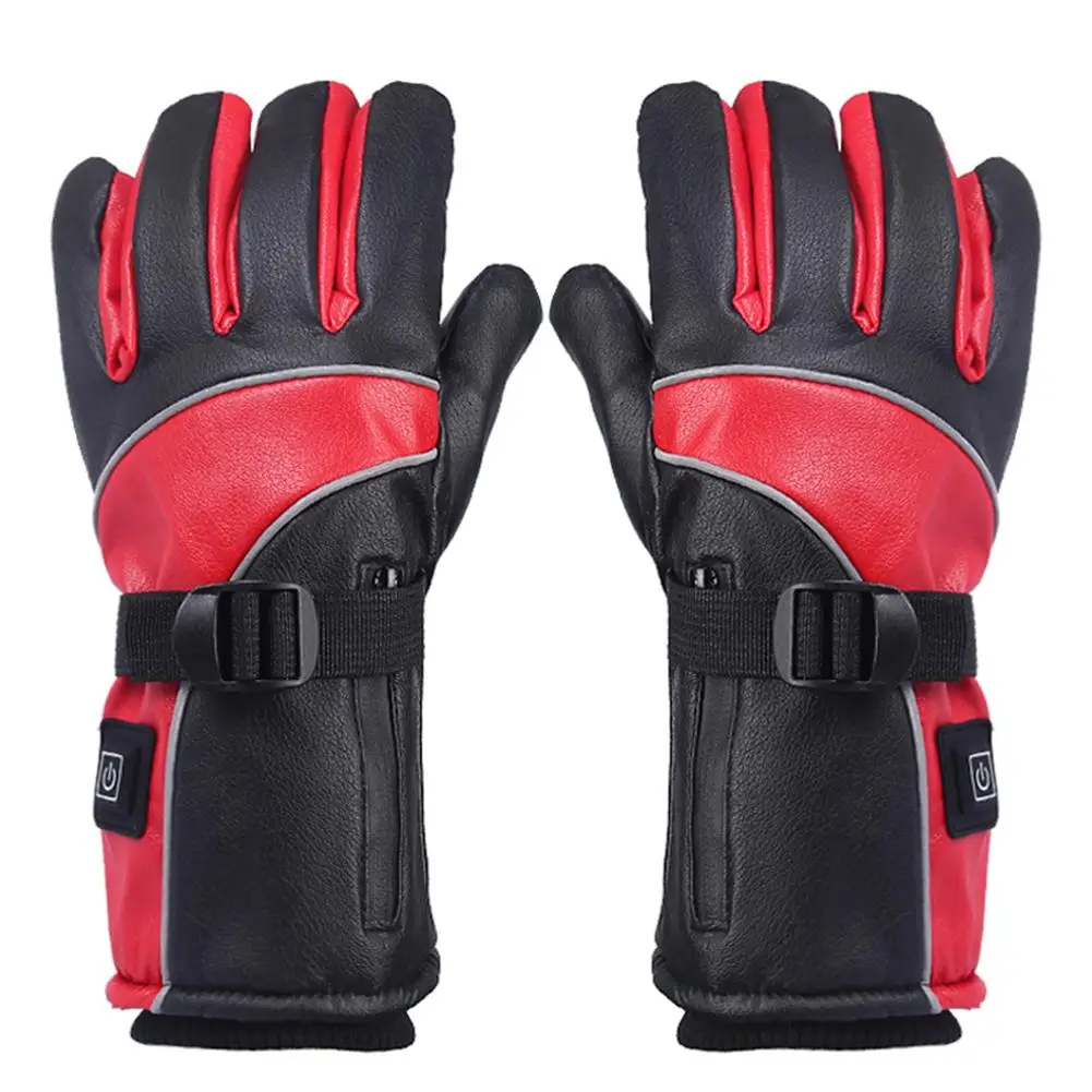 Светоотражающие полосы дизайн перчатки с подогревом аккумуляторная батарея 3 уровня контроля температуры теплые перчатки ручной лыжный с подогревом