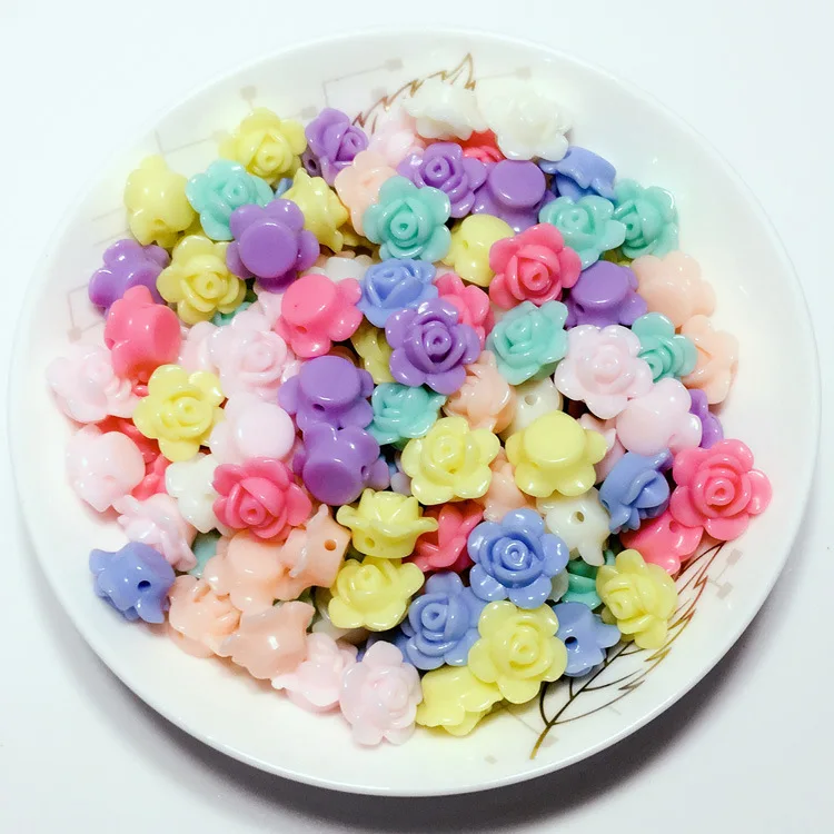 Mix-color bead 50-200 шт в форме роз Пластиковые акриловые бусины для творчества своими руками принадлежности ювелирные изделия аксессуары Орнамент материалы цветные бусины - Цвет: Mix-color bead