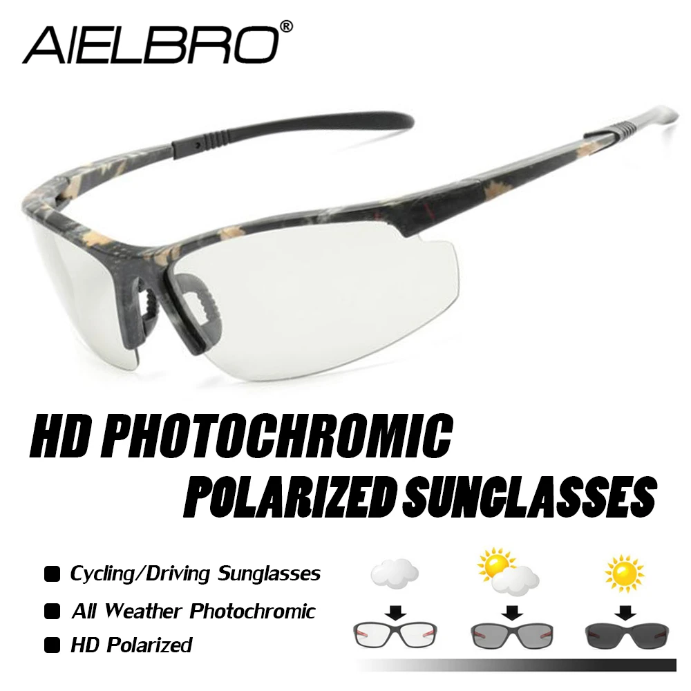 Поляризационные фотохромные солнцезащитные очки хамелеон, мужские солнцезащитные очки для велоспорта, мужские солнцезащитные очки с полуоправой, спортивные модные солнцезащитные очки