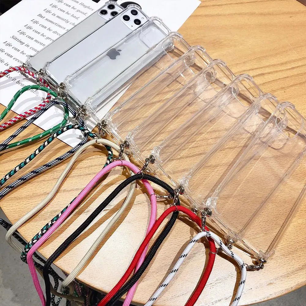 Transparent Soft TPU Phone Case For iphone 5 5S SE 6 6s 7 8 Plus X XS 11 Pro MAX XR 2020 With Lanyard Neck Strap Rope Cord Case Transparent Soft TPU Phone Case For iphone 5 5S SE 6 6s 7 8 Plus X XS 11 Pro MAX XR 2020 With Lanyard Neck Strap Rope Cord Case