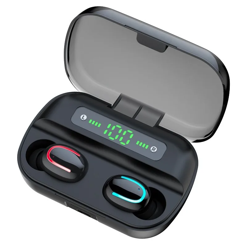 Free shipping Digital Display wireless TWS in ear 5 0 Bluetooth headset Portable charging box HD call Double noise reduction