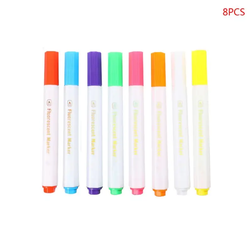8 флюоресцентные цвета Жидкий Мел Маркер ручки стираемые текстовыделители светодиодный для письма DXAB