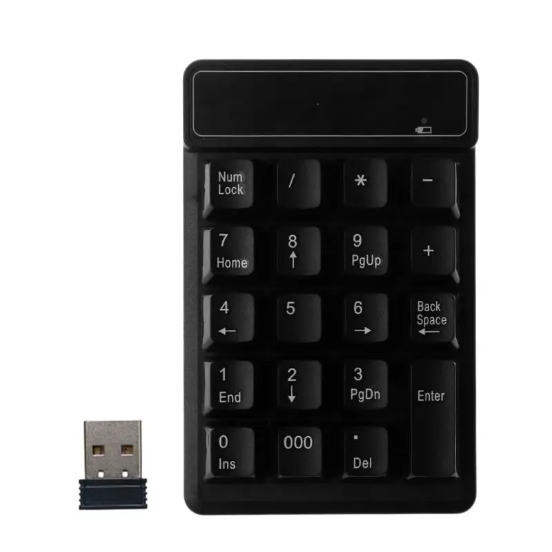 

2.4GHz Mini USB Wireless Numeric Keypad 19 Keys Number Pad Numpad with Receiver for Laptop PC Computer Accessories