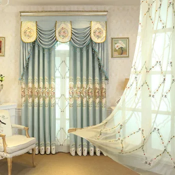 

Thick Embroidered Curtains High-End Villa Living Room Bedroom Professional and Custom-Built European Curtain Fabric