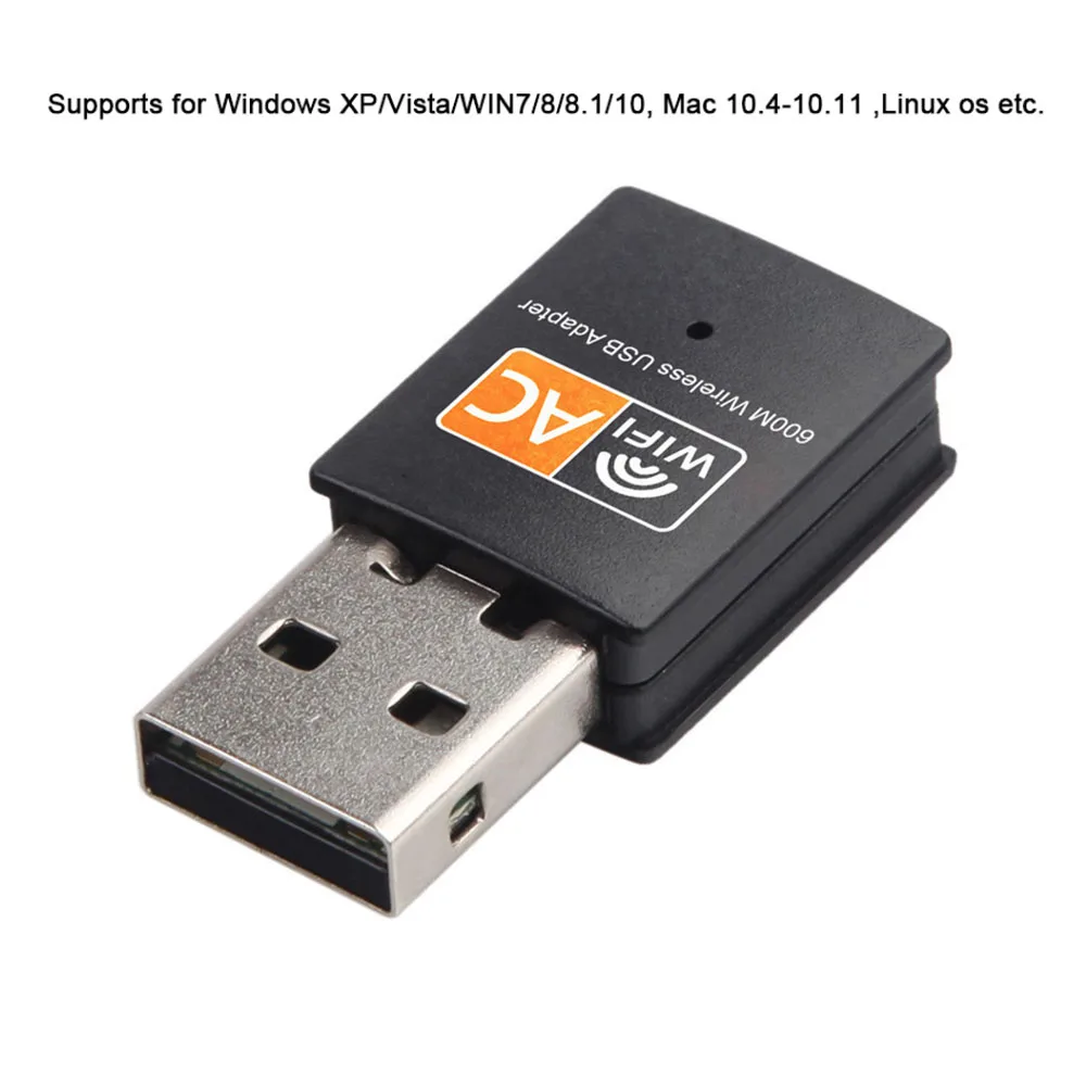 Mini Receptor de Cartão de Rede de Computador sem Fio Usb Adaptador Wifi Antena de Banda Dupla 600mbps 2.4g 5g 802.11b n g ac - Imagem 2