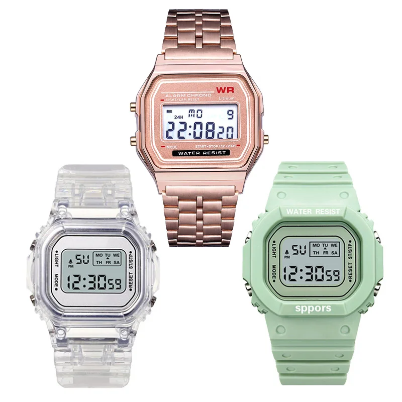 2021 Women Watch Simple Digital Luminous Electronic Fashion Transparent Bracelet Wristwatch Strap Kids Reloj Mujer | Наручные часы