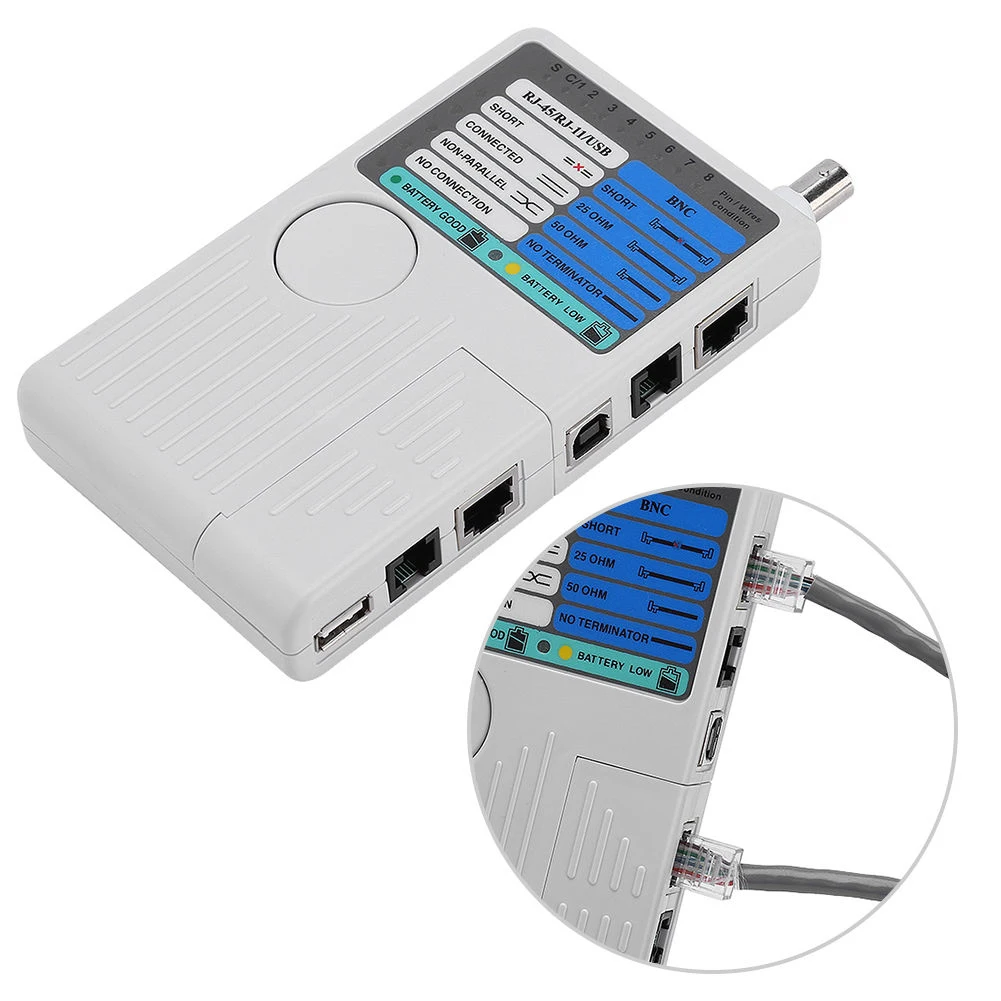 Переносной телефон проводной многофункциональный светодиодный индикатор быстрого отклика Профессиональный USB BNC сетевой кабель тестер