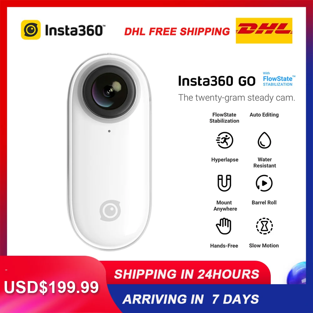 

Insta360 Go 1080P APP Video Panoramic Camera AI Auto Editing Hands-free FlowState Sports Camera Action Stabilized Camera