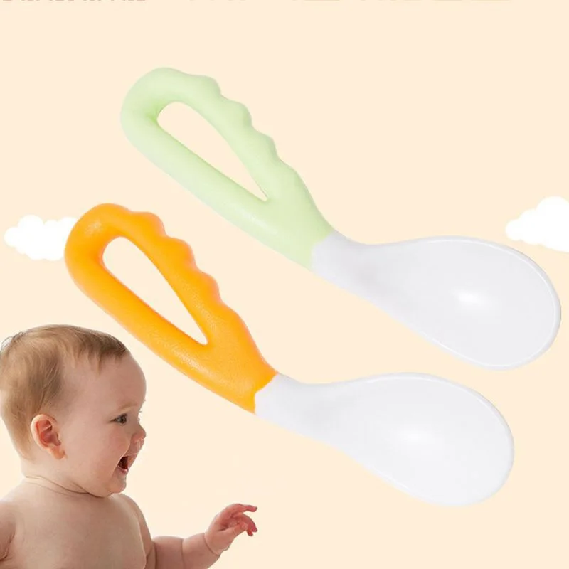 Infant Self Feeding Training Utensils 2 Pcs/lot Baby Spoons Sets