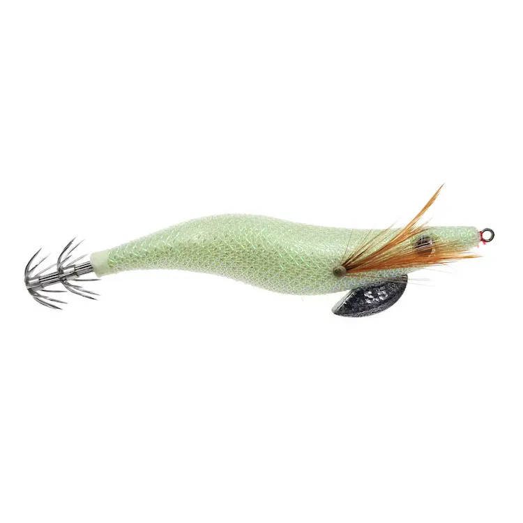 1Pcs Luminous Squid Jigs 2.5# 3.0# 3.5# Glow Wood Shrimp with Octopus Squid Jig Hooks Cuttlefish Fishing Lure