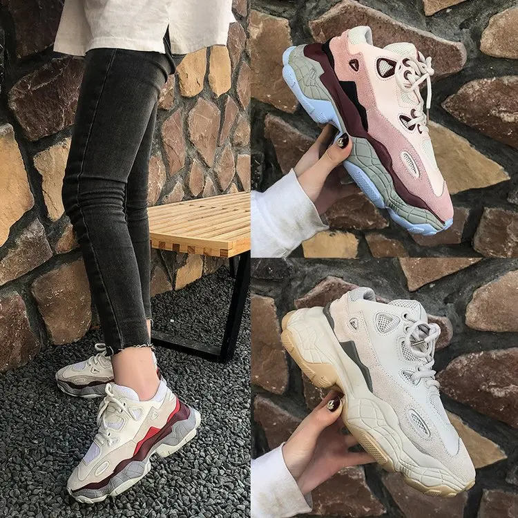 

New Style Shoes Fire 2019 Spring Daddy Korean-style Versatile INS Hyperon Needlework Athletic Shoes Spring Vulcanized Shoes Wisd