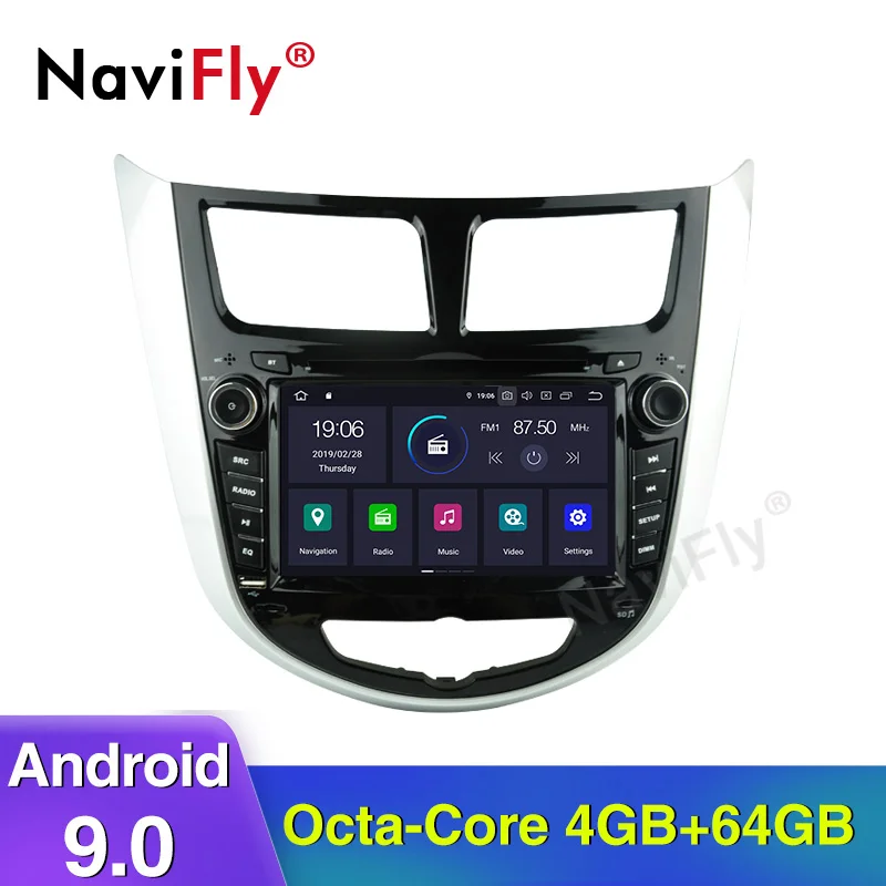 

NaviFly Android 9.0 Eight core CAR DVD Player For HYUNDAI VERNA/ACCENT/SOLARIS 2011-2012 car multimedia Radio support DVR WIFI
