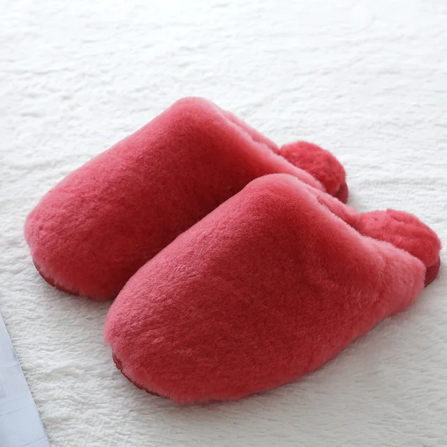 100% Natural Sheepskin Winter Warm Fur Slippers Women Home Shoes Indoor Slipper 2021 Luxury Wool Slippers Woman Casual Slippers 1
