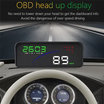 

1pc Head Up Display OBD II EOBD P9 HUD Windshield Projector Styling Voltage Speeding Warning etc Car Speed Projector