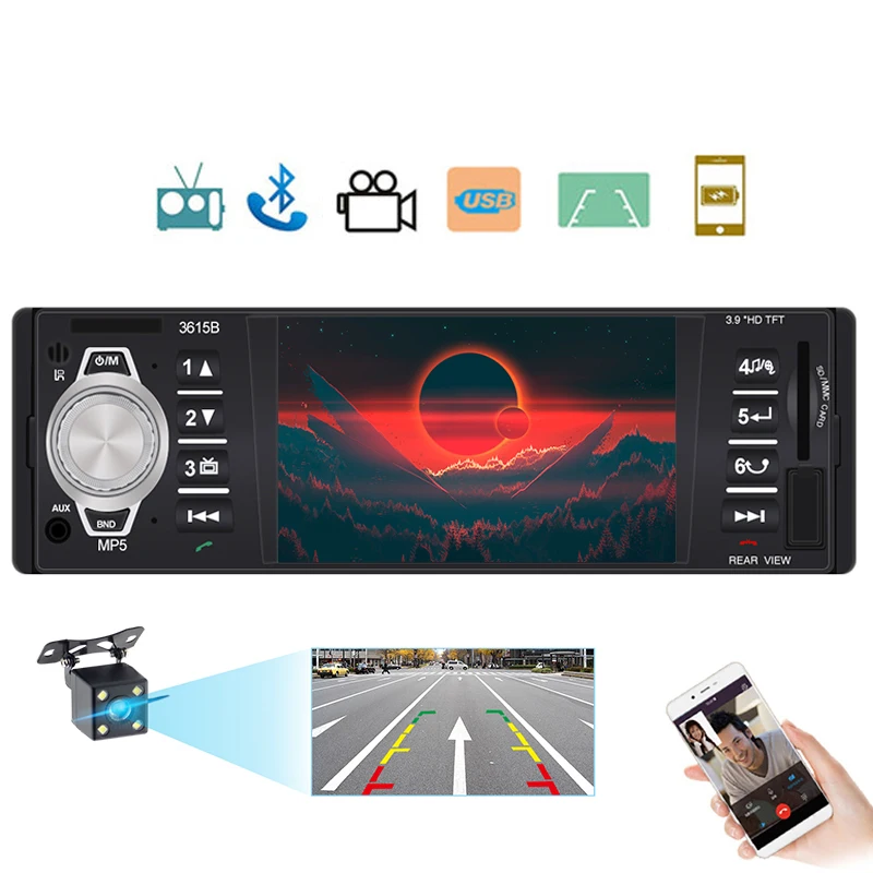 Автомобильное радио 1 din 3615B FM авто аудио стерео Bluetooth Авторадио Поддержка камеры