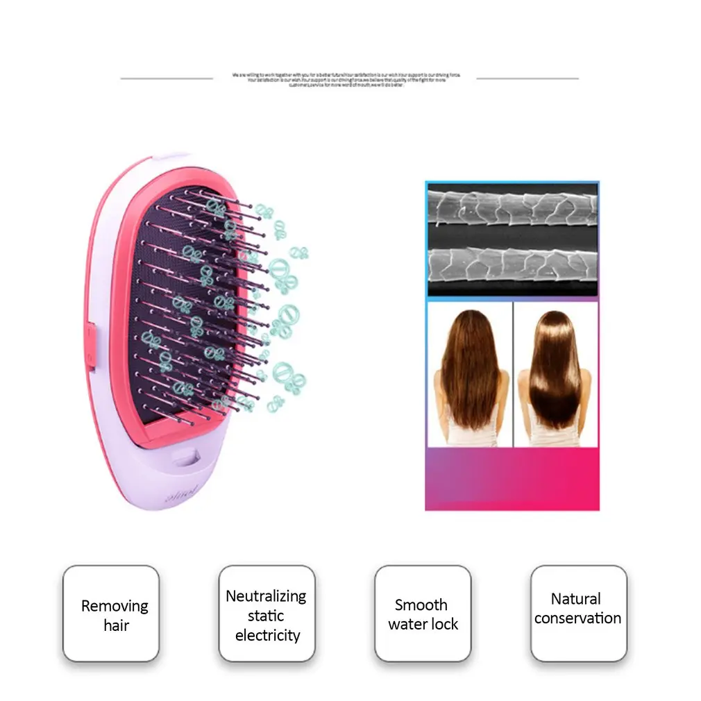 Portable Hair Ionic Brush Hair Straightener Brush Negative Ion Comb