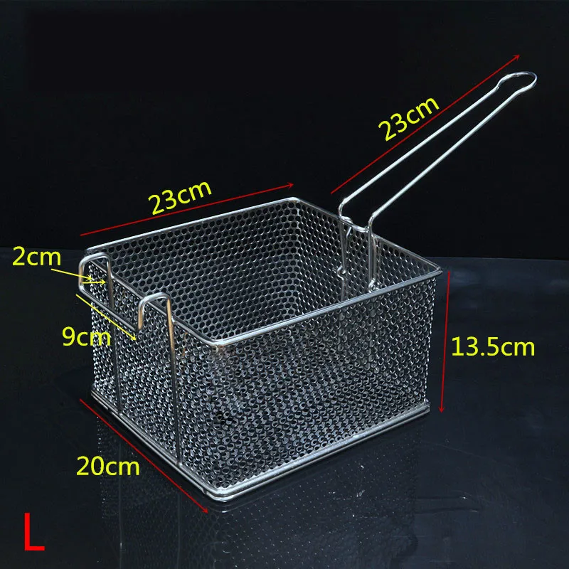 L 20x23x13.5cm 22 размера фритюрница корзина экран картофель фри рамка квадратный фильтр сетка зашифровать дуршлаг ситечко в форме жарки нержавеющая сталь в сетке - Цвет: L 20x23x13.5cm