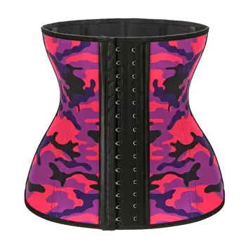 

2020 The Latest Version Camouflage Printing High Compression Hooks Latex Body Shaper 9 Steel Bone Corset Waist Trainer for Women