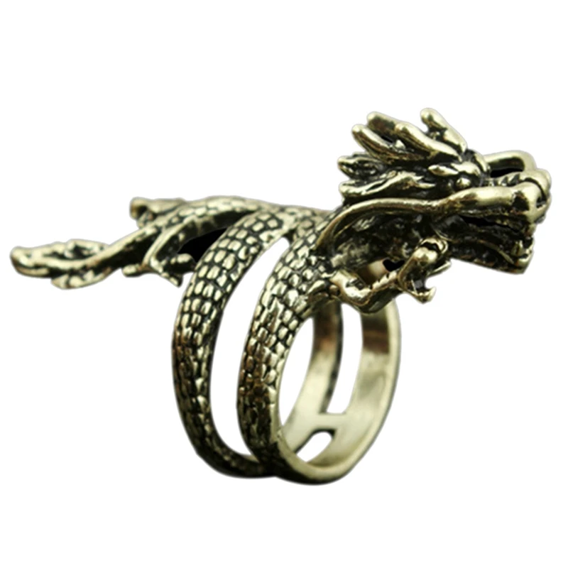 New Retro Adjustable Exaggerated Dragon Rings Fashion Open Men
