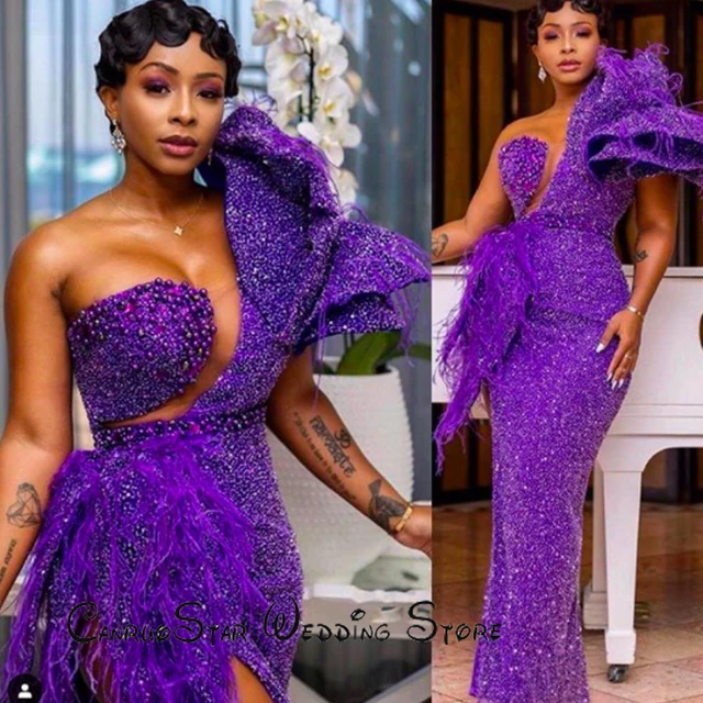 Purple Mermaid Prom Dresses One Shoulder