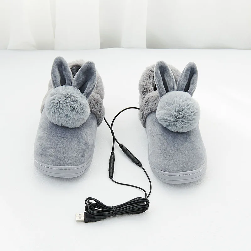 Новые зимние тапочки с подогревом обувь унисекс Пушистый Теплый нагретый Тапочки Удобные Плюшевые USB ботинки с электрическим подогревом, сохраняющие тепло