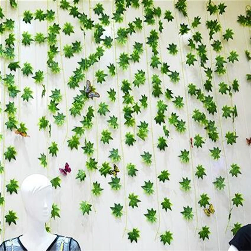 

Artificial Flower Rattan Hanging Ivy Vine Red Maple (Green Maple,Begonia,Green Radish) Plastic Fake Leaf Garland Home Decor