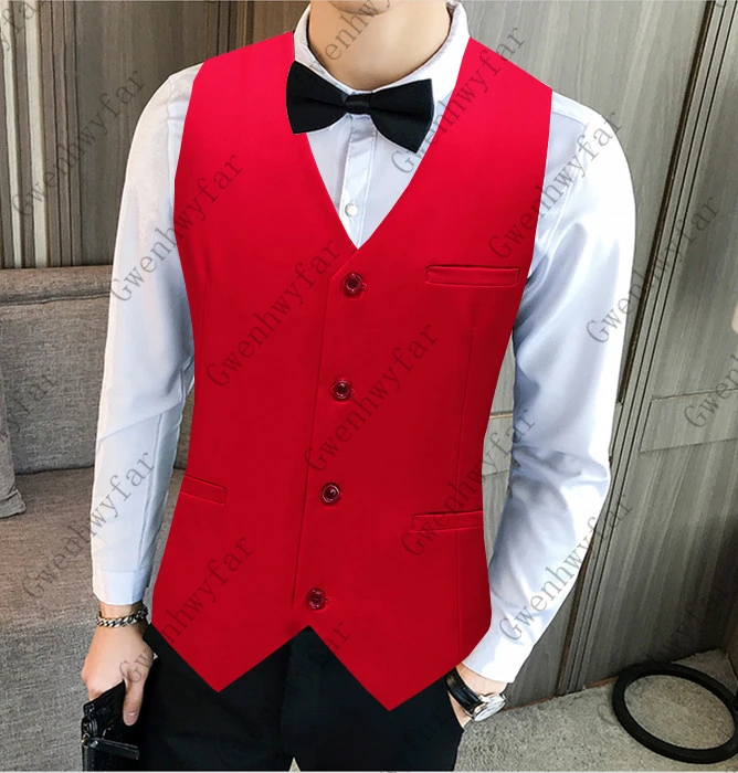 Chaleco rojo para hombre, traje ajustado, informal, sin Formal, para negocios, novedad|Chalecos| AliExpress