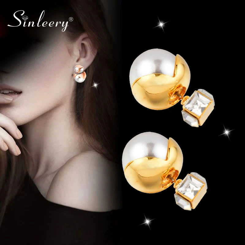 SINLEERY модные кубические серьги гвоздики с цирконием цвета розового золота