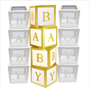 

4Pcs/Set Baby Shower Party Decor Balloon Box Transparent Cardboard Box Xmas Gift 30 x 30 x 30 cm TB Sale