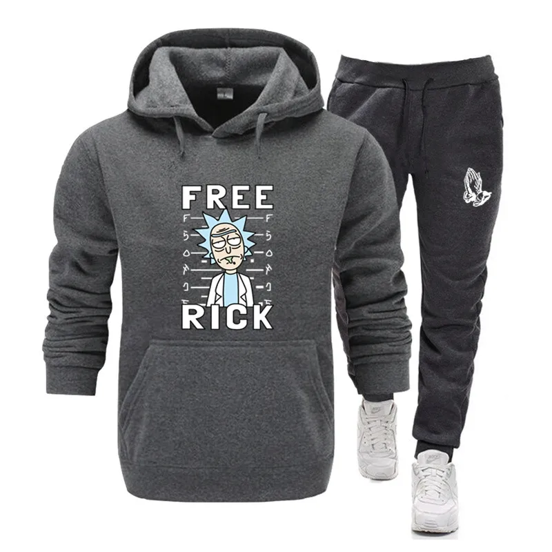 

Hip Hop Tracksuit Rick and morty Hoodies Set Fashion 2020 Brand Casual Tracksuit Mens Set Sports Two Piece Hoodie Pant Male Suit