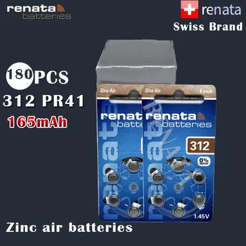 

180pcs Renata 312 1.45v 165mAh Zinc air batteries PR41 A312 For Hearing aid Batteries button coin cell