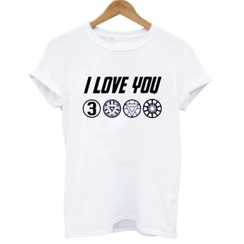 

LUSLOS 2019 New T Shirt Women Marvel Tshirt American Captain I Love You Letter Printed Funny T Shirts Women Round Neck Clothing