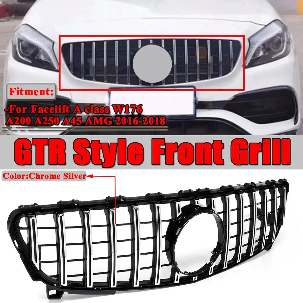GT R Стиль Решетка переднего бампера для автомобиля решетка Mercedes Benz Facelift A Class W176 A200
