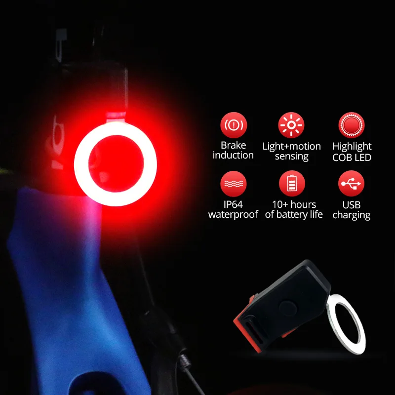 

1PC Bike Light Smart Auto Start/Stop Brake Sensing Bike light Flashlight USB Rechargeable 5 Models Cycling Light Sports Llights