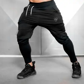 

Men Sports Running Pants cotton solid color zipper pants Gym jogging pants men brand sports pants quality men's trousers