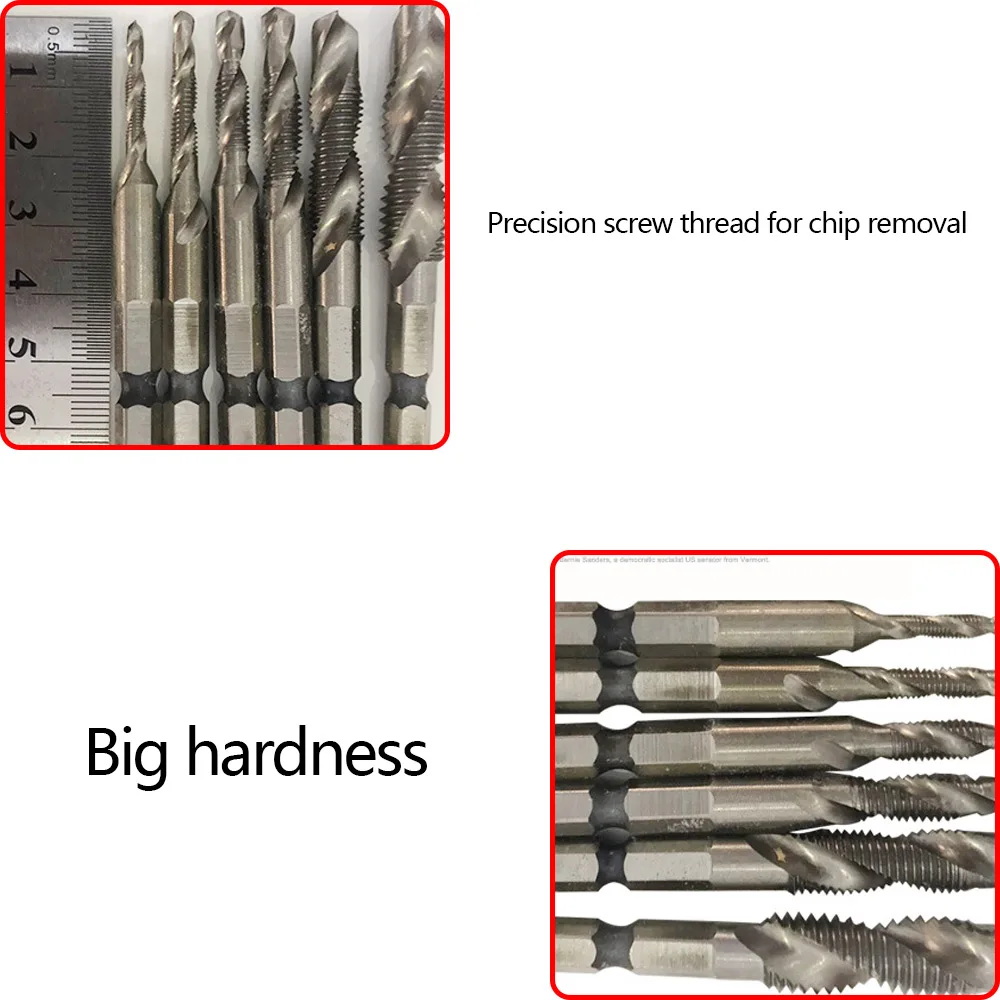 6 шт. сверла с винтовым краном HSS краны Зенковка Deburr набор метрических комбинированных бит высокоскоростная стальная Шестигранная ручка составной кран