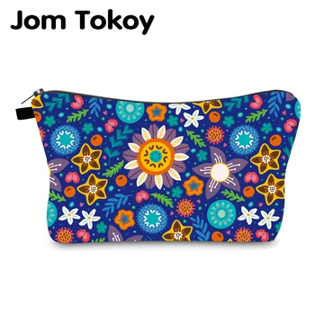 

Jomtokoy Waterproof cosmetic bags for women travel Sun flower printing pattern cute makeup bag