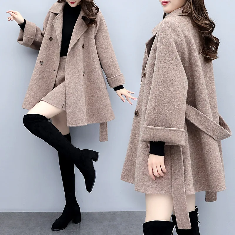 

2019 New Style WOMEN'S Dress Autumn And Winter Two-piece Dress Woolen Jacket Short Skirt Skirt Casual Fashion Set Female Skirt