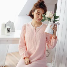 Princess Sleepwear Women Summer Autumn Pure Cotton Thin Long Sleeve Nightgowns Kawaii Nightie Peignoir Home Clothes Nightdress