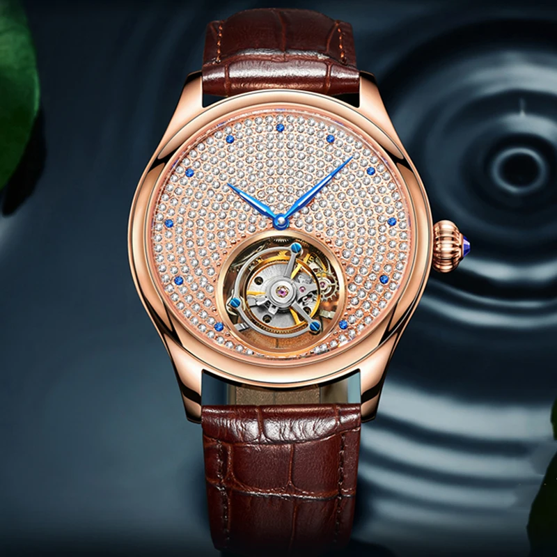 GIV часы оригинальные Tourbillon механические сапфировые мужские Стразы лучший бренд
