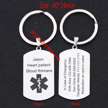 

Both Sides Keychain Personalized Medical Alert ID For Heart Disease And Diabetes Patients Gift Medical Alert Keyfobs